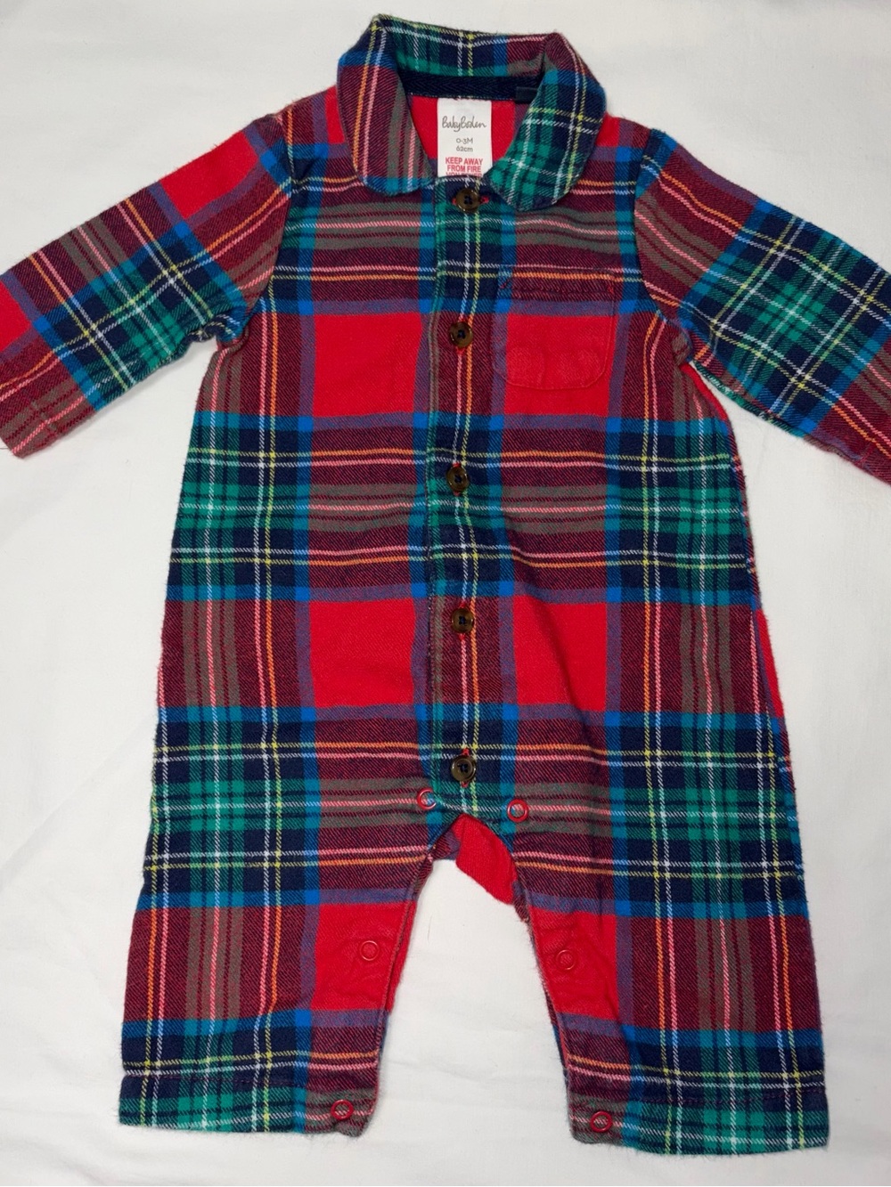 Baby Boden classic red plaid romper sz 0-3 months EUC smoke free home